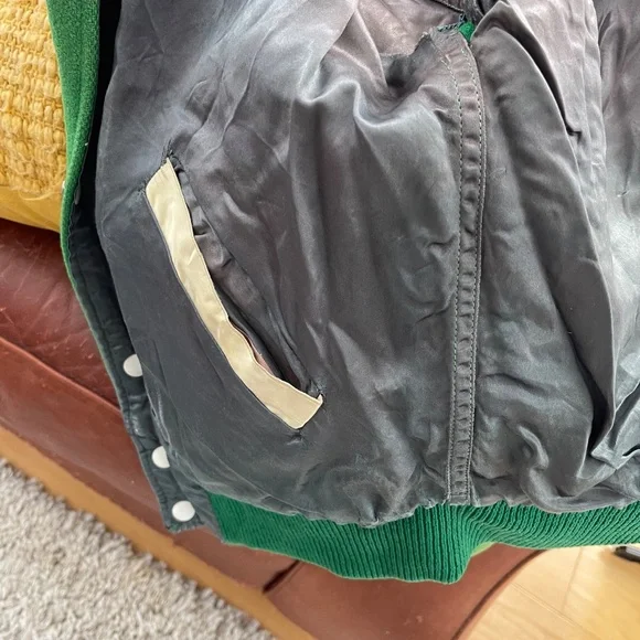 Vintage 1940s Varsity Jacket - Green - XS - Picture 2 of 11